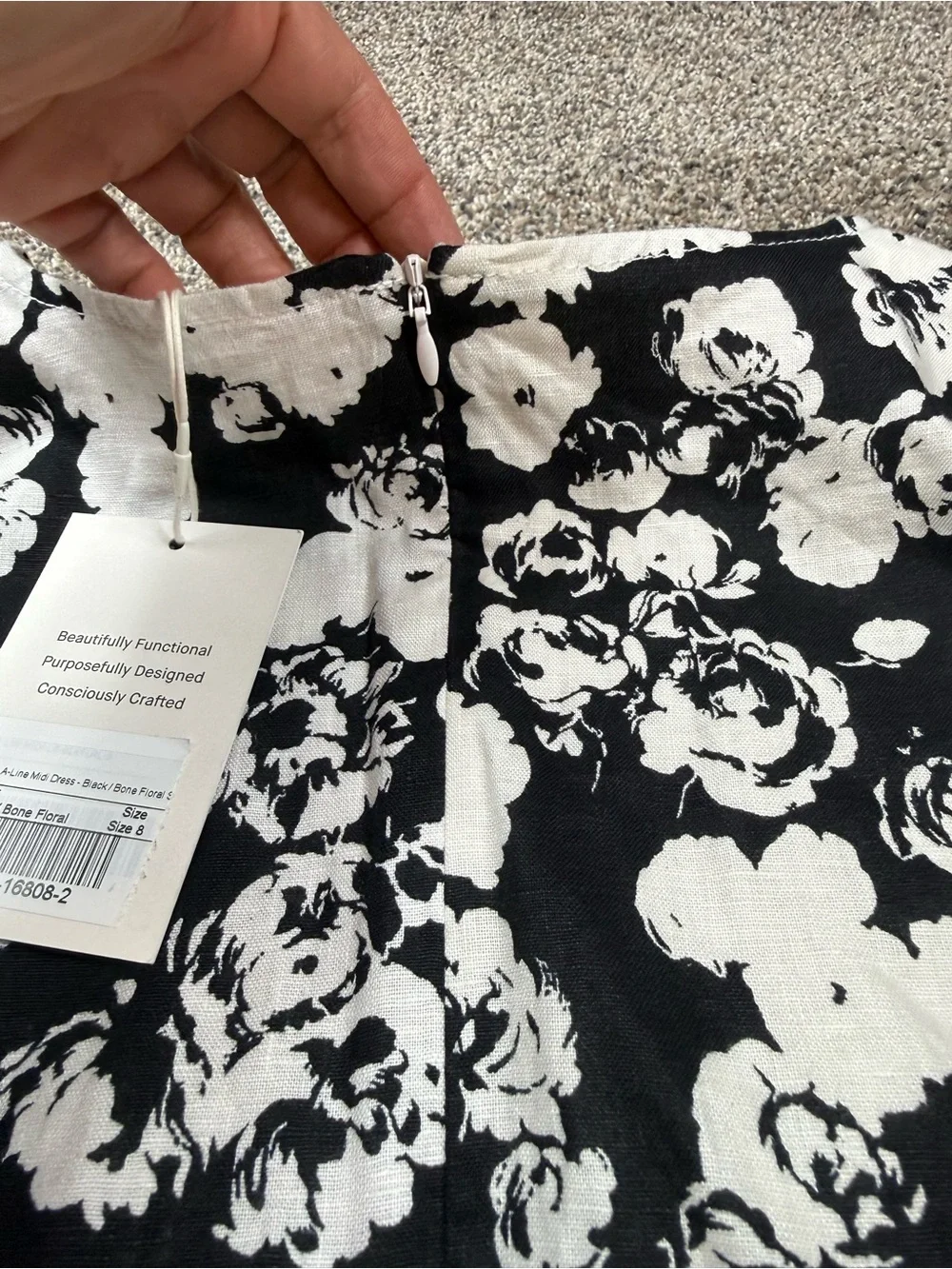 Everlane Black & White Floral Linen Midi Dress